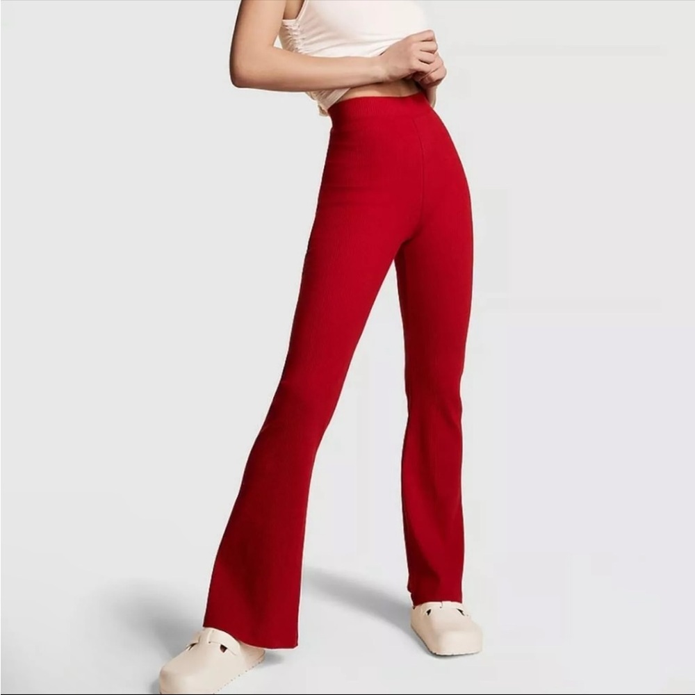 PINK Victoria's Secret High Rise Ribbed Flare Leggings